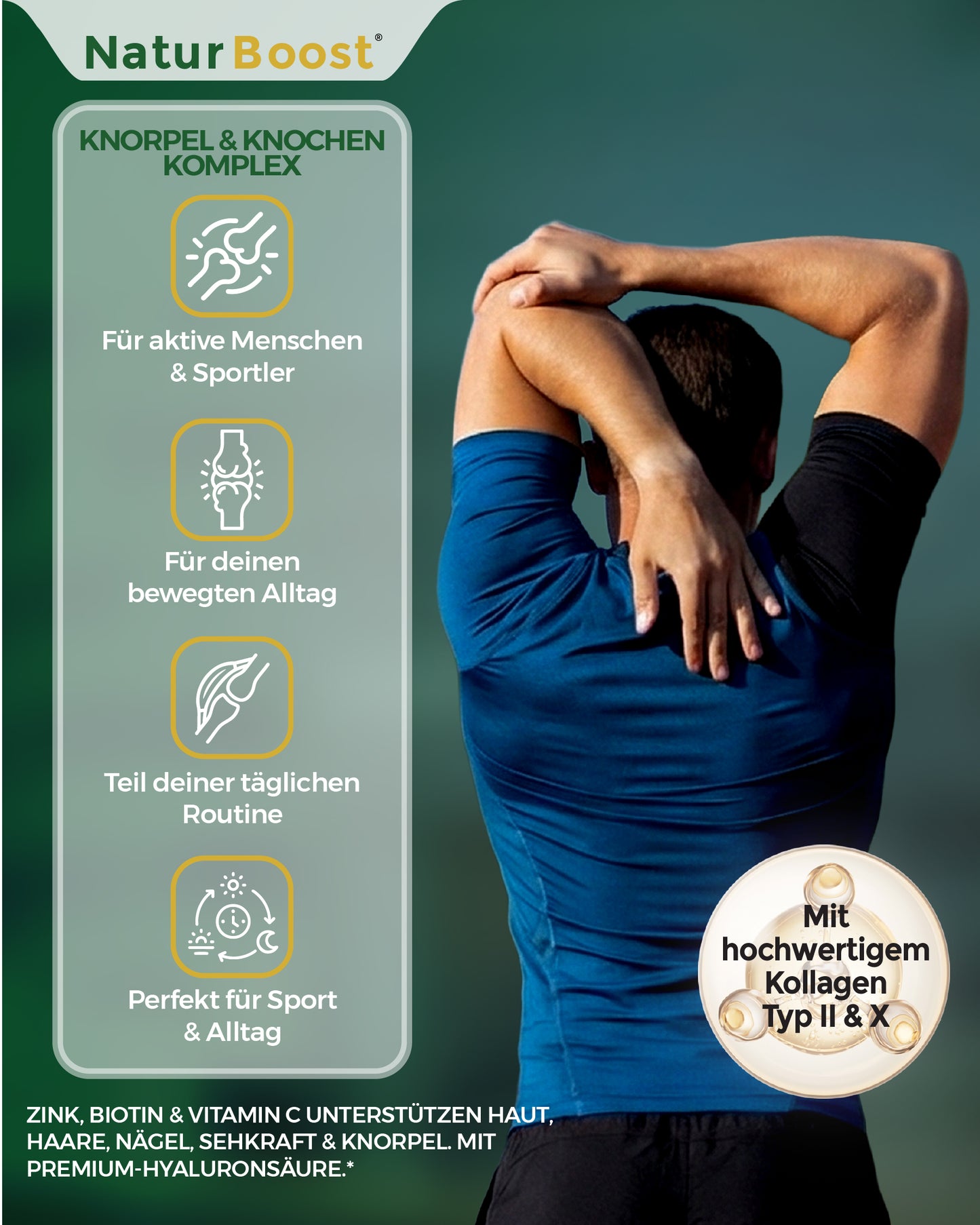 Multi Kollagen Komplex 5 Typen (I-X) mit Peptan & Colartix | Hyaluron, Biotin, Zink & Vitamin C | Wildbeere Pulver: Haut, Haare, Nägel, Sehkraft & Knochen | 300g (30 Port.) | Made in EU